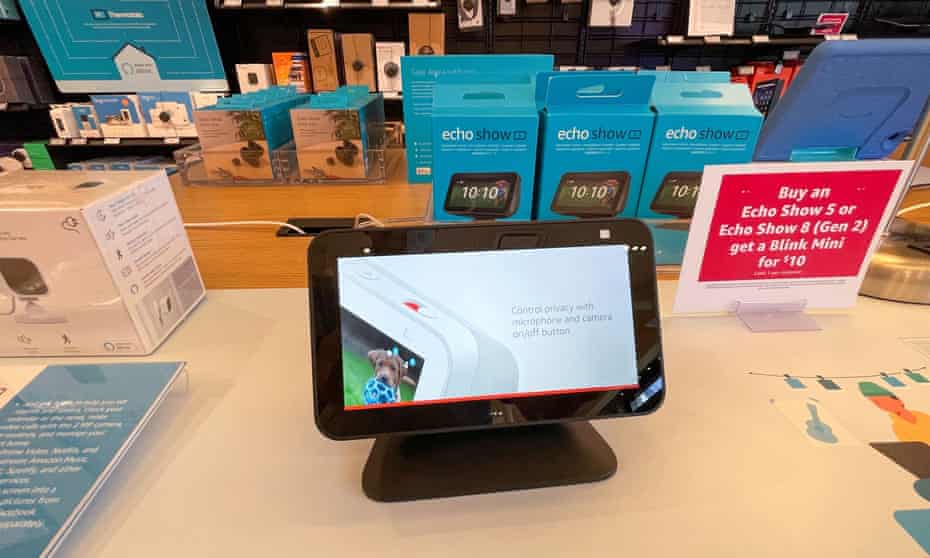 An Echo Show is on display in an Amazon retail store.