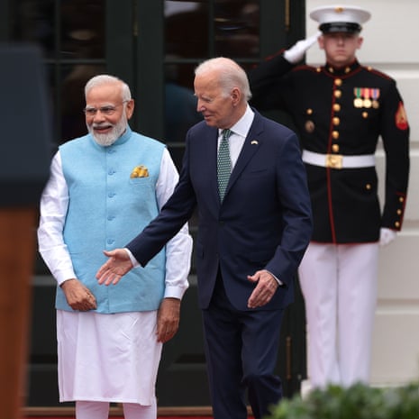 Joe Biden welcomes Indian prime minister Narendra Modi to the White House.
