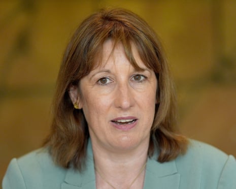 Rachel Reeves wearing a light blue blazer speaks while looking forward