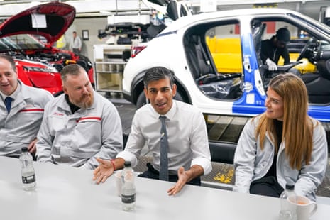 Rishi Sunak with Nissan workers.