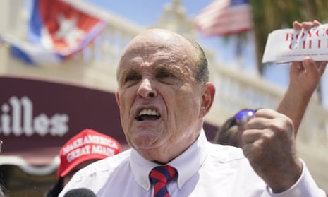 Giuliani in Miami this week. His attempts to mine dirt on Joe Biden saw Trump impeached – and acquitted – for a first time.