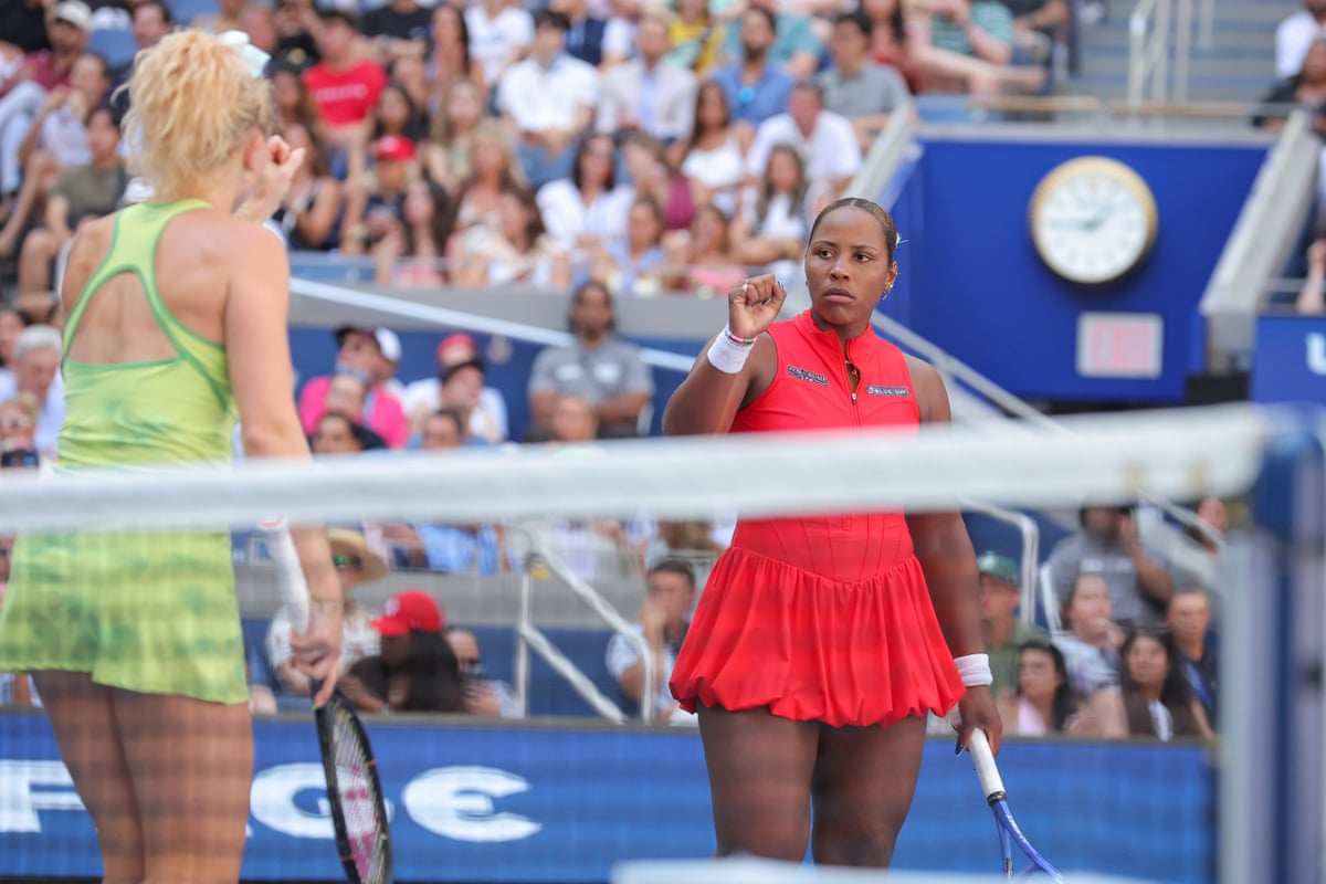 Taylor Townsend reacts during the US Open women’s doubles final on Friday.
