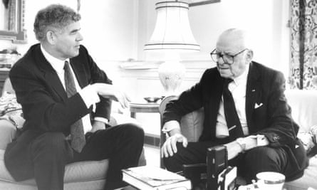 Terry Coleman interviewing the businessman Armand Hammer in 1987