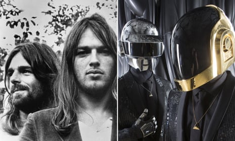 Pink Floyd's Rick Wright and Dave Gilmour in 1973 (left) and Daft Punk in 2013.