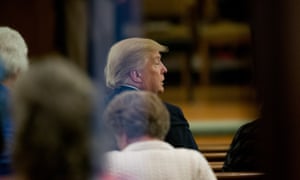Donald Trump attends service at First Presbyterian Church in Muscatine, Iowa on 24 January 2016. 