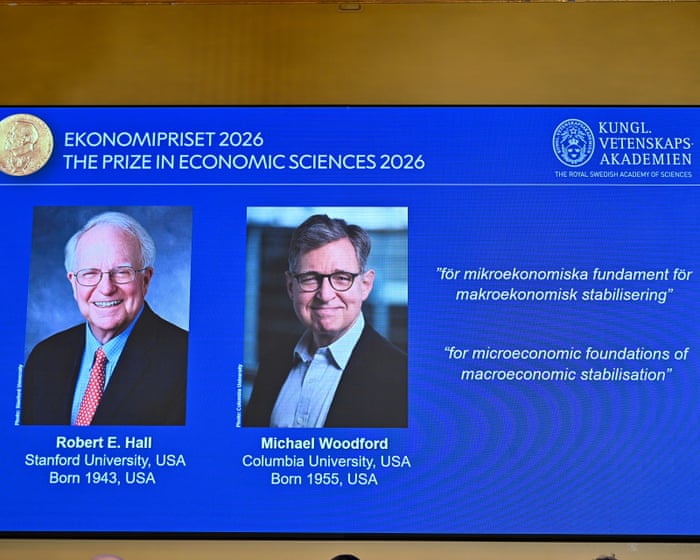 Nobel prize for economics awarded to two Americans, Hall and Woodford, for work on New Keynesian models – business live