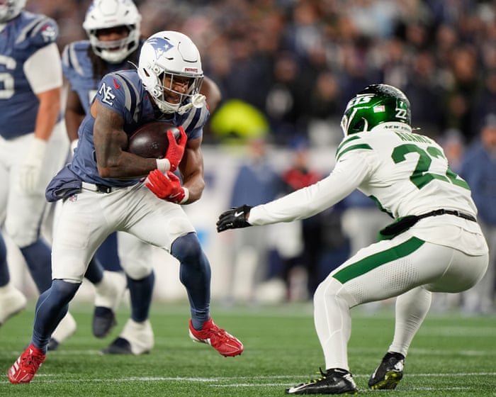 Patriots march on as TreVeyon Henderson’s three touchdowns help down Jets