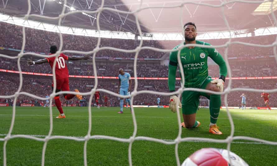 Liverpool’s Sadio Mané pounced for their second against Manchester City in the FA Cup semi-final.