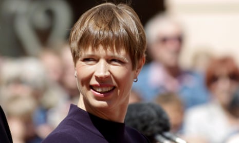Kersti Kaljulaid, the president of Estonia. The country is widely known as the birthplace of Skype, one of its four unicorns.