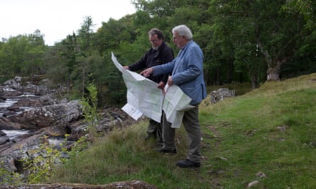 Robin McKie, right, with Ordnance Survey surveyor Dave Robertson in Glen Cassley.