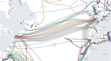 Map of transatlantic cables