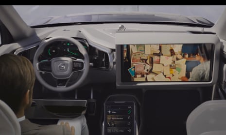 The day after tomorrow … a screengrab from a video mockup of Volvo’s projected ‘autonomous’ cars – complete with dashboard screen.