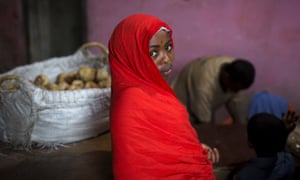 A girl stands in a bakery in the old walled town of Harar in eastern Ethiopia