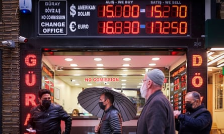 The Turkish lira declined a further 8% on Friday as the central bank intervened for a fifth time to save the currency.