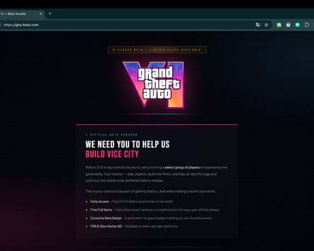 Screenshot of fraudulent website that claims to be selling early access to Grand Theft Auto VI