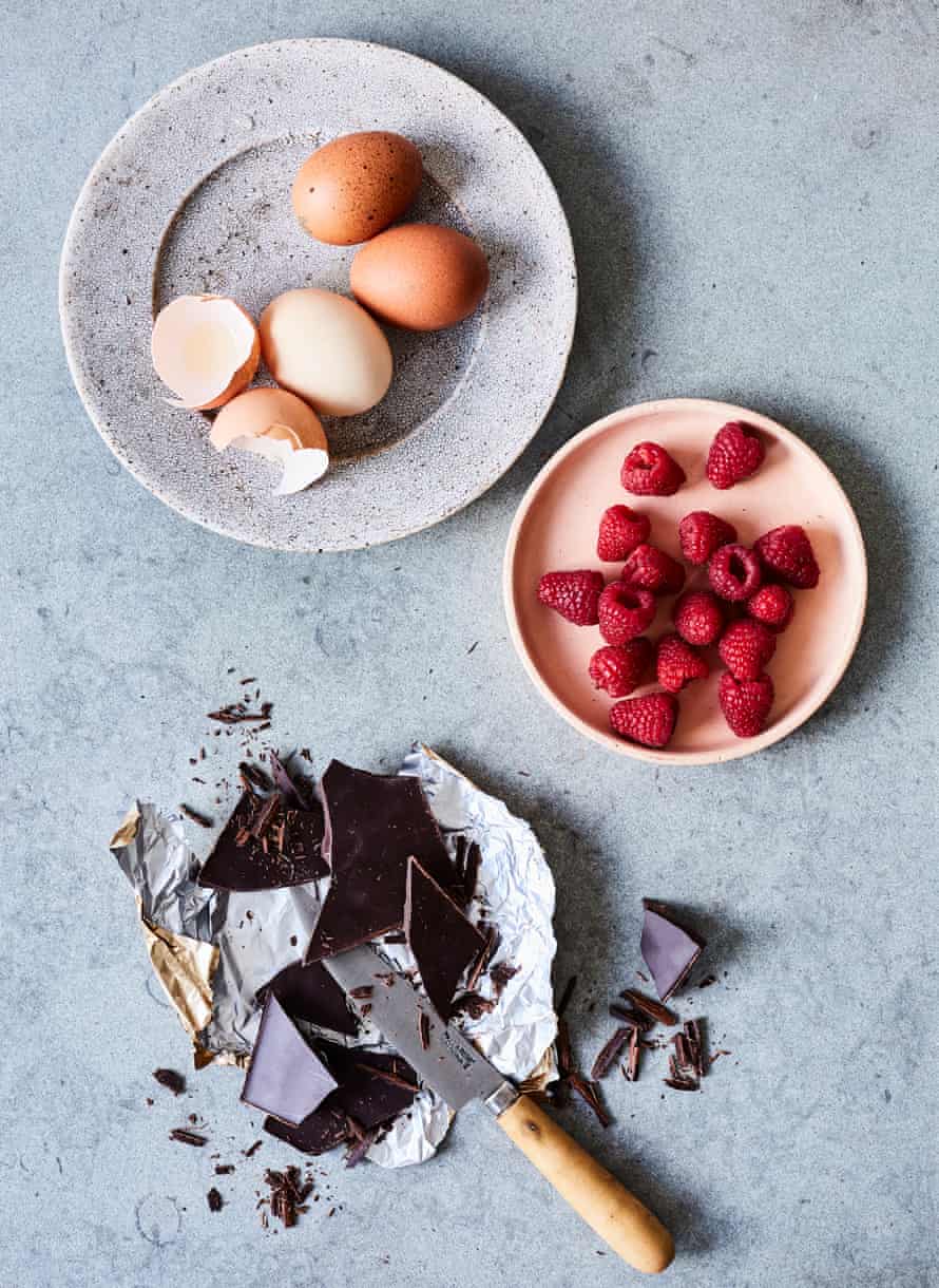 Chocolate, raspberry and ricotta brownies.