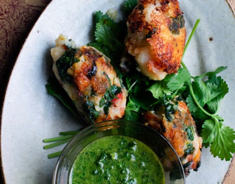 A little of what you fancy: bubble and squeak fritters, lemon salsa verde.