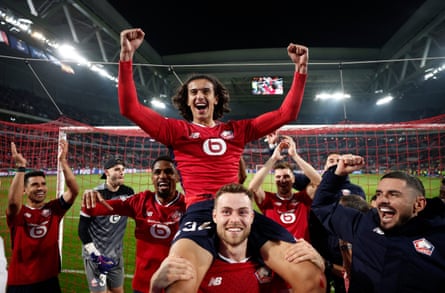 Ayyoub Bouaddi celebrates Lille’s Champions League victory over Real Madrid on his 17th birthday