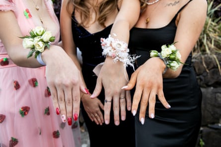 Richmond River high students show off their manicures at the year 12 formal.