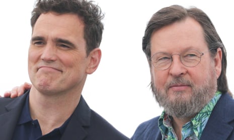 Matt Dillon and director Lars von Trier attend a Cannes photocall for The House That Jack Built, which has been greeted with controversy at the festival.