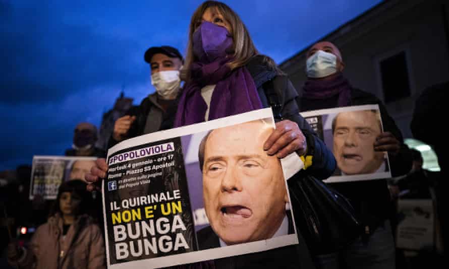 An anti-Berlusconi protest in Rome.