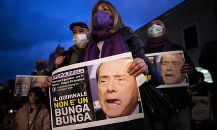 An anti-Berlusconi protest in Rome.