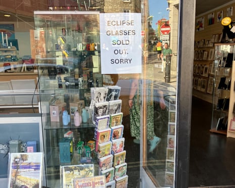 'Eclipse glasses sold out, sorry!' sign on a shop in Land's End, Cornwall