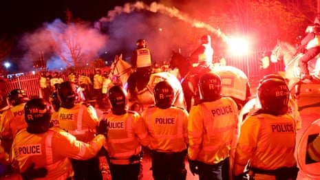 Police injured as violence erupts outside Villa Park before Legia Warsaw match – video