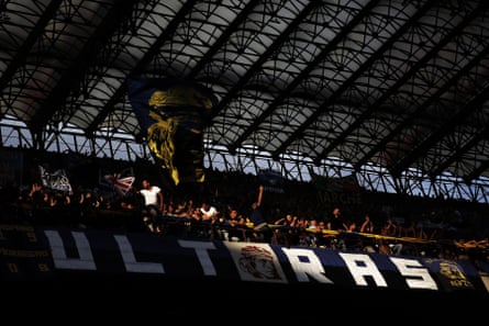 Inter’s ultras at the San Siro in Milan, 18 September 2016.