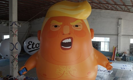 The Trump Baby blimp gets ready for the president’s UK visit.