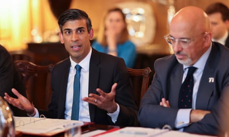 Rishi Sunak at a business council meeting with Nadhim Zahawi
