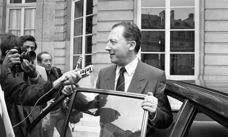Jacques Delors leaving the Hotel Matignon, the residence of the French prime minister, in 1984