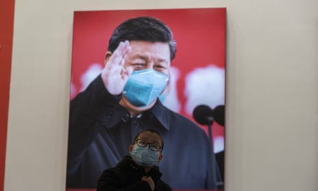 A poster of Chinese leader Xi Jinping in Wuhan. A publisher has been jailed for three years for speaking up for a professor who was critical of the president. 