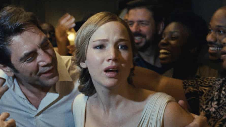 Javier Barden and Jennifer Lawrence in Mother!