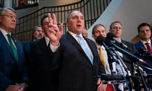 Steve Scalise speaks after he and two dozen other Republicans stormed the room used by the House of Representatives’ impeachment inquiry.