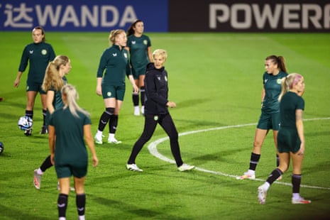 Ireland manager Vera Pauw oversees training in Perth.