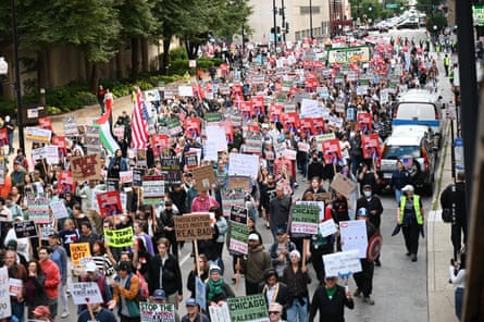 people marching