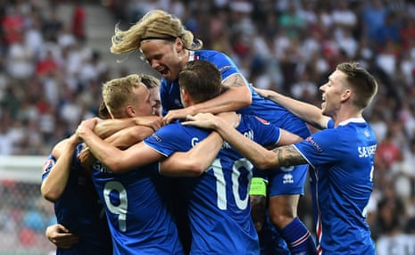 Sigthorsson celebrates after scoring to put Iceland ahead.