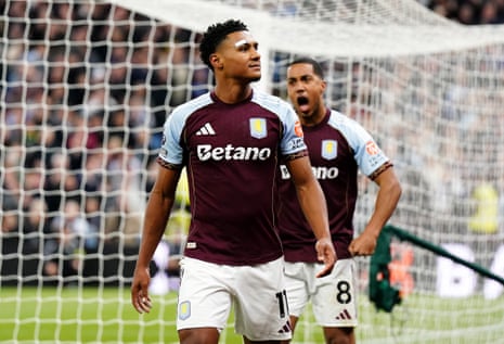 Aston Villa's Ollie Watkins celebrates scoring his side's second goal.