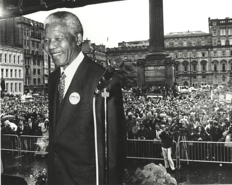 Nelson Mandela speaking in Glasgow’s George Square in 1993.