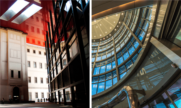 Reina Sofía and El corte ingles department store at Torre titania tower building