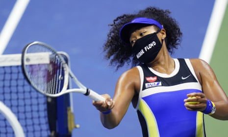 Naomi Osaka wore a mask bearing George Floyd’s name before and after her victory against Shelby Rogers at the US Open.