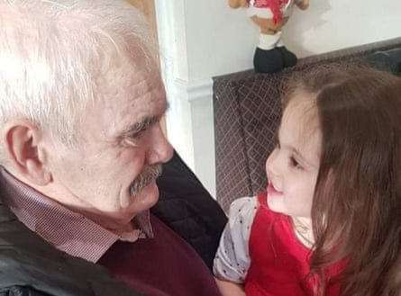 David Robinson, 77, who is facing restricted visiting in a care home in Cockermouth, seen previously with his granddaughter, Hetty, three.