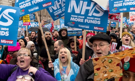 Demonstration for the NHS in London, in February 2018.