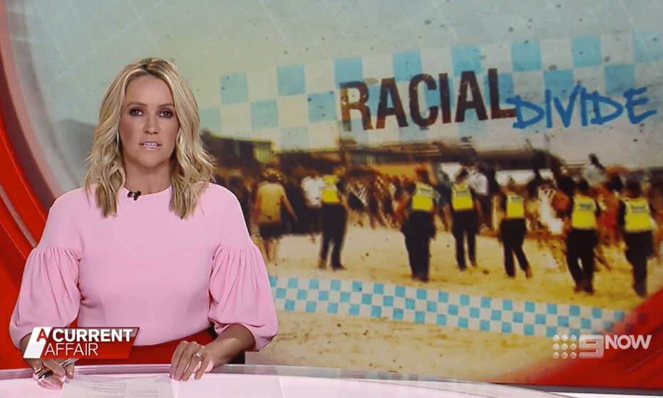 A screen grab of the A Current Affair segment on Melbourne’s so-called ‘race war’.