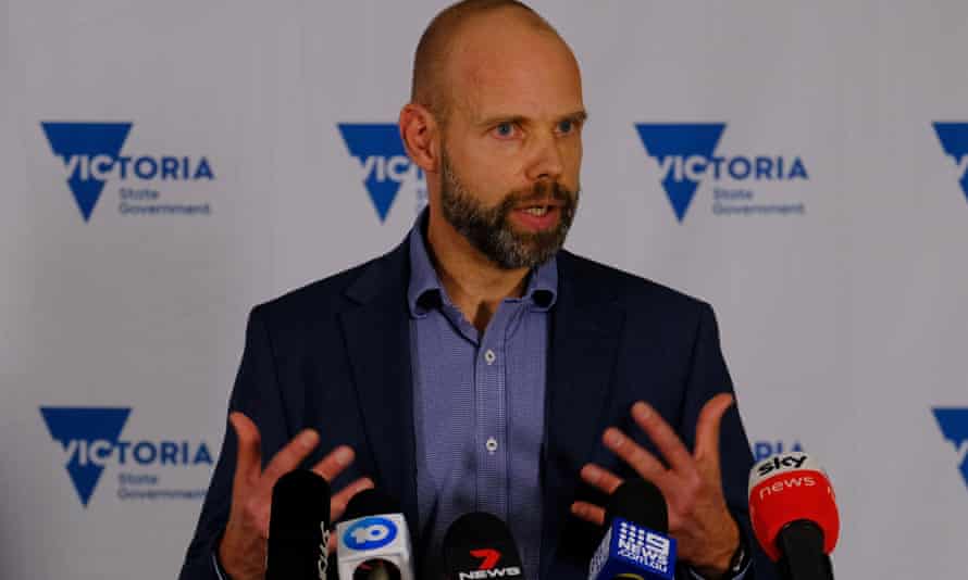 Victoria’s Covid commander Jeroen Weimar provides an update during a press conference in Melbourne