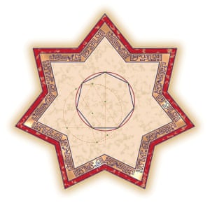 Reza Sarhangi (nacido en Irán estadounidense, n. 1952) y Robert Fathauer (estadounidense, n. 1960), <em> de Būzjānī heptágono, </ em> de 2007. La impresión digital, 13 × 13 pulg. (33 x 33 cm).  Cortesía de los artistas.