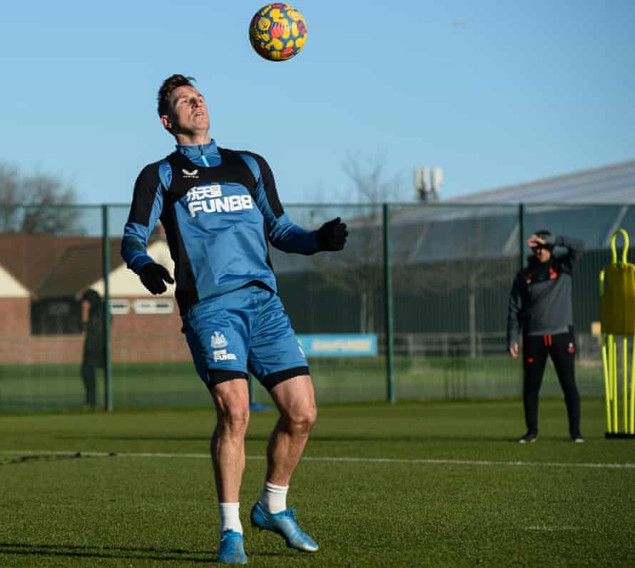 Chris Wood in training with Newcastle on Thursday.