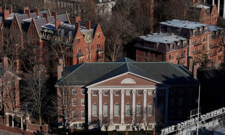 Aerial view of red-brick building.