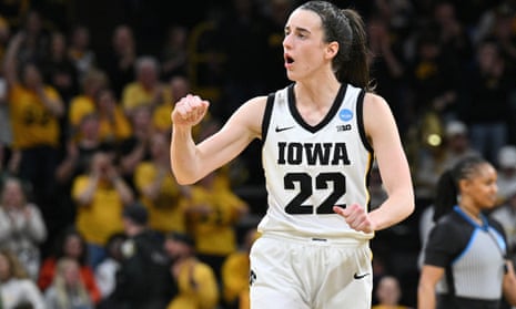 Iowa Hawkeyes’ guard Caitlin Clark in action against West Virginia Mountaineers 